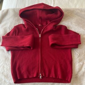 Brandy Melville/ John galt , red sip up, hooded, sweater. Size small